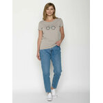T-shirt femme Bike Freehand coupe cintrée coton bio, beige grès, porté de dos