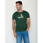 T-shirt homme ours en canoë GREENBOMB en coton bio porté, coloris vert bouteille