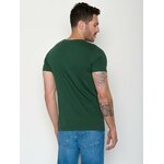 T-shirt homme à motifs ours en canoë en coton bio GOTS, vert bouteille, vue portée en pied