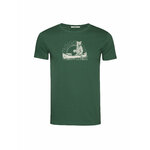 T-shirt homme à motifs ours en canoë en coton bio, vert bouteille, dans son emballage GREENBOMB