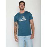 T-shirt homme ours en canoë GREENBOMB en coton bio porté, coloris bleu marée