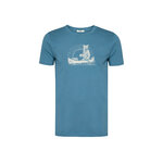 T-shirt homme à motifs ours en canoë en coton bio, bleu marée, dans son emballage GREENBOMB