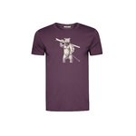 T-shirt homme à motifs ours skieur en coton bio, violet baie, dans son emballage GREENBOMB