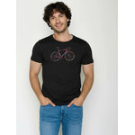 T-shirt homme à motifs vélo aux couleurs vives GREENBOMB en coton bio, porté, coloris noir