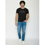 T-shirt homme à motifs vélo aux couleurs vives en coton bio GOTS, noir, porté de dos