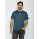 T-shirt homme à motifs vélo de course dossard 51 GREENBOMB en coton bio, porté, coloris bleu pin