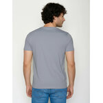 T-shirt homme à motifs vélo de course en coton bio GOTS, gris brume, vue portée en pied