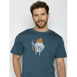 T-shirt homme à motifs morse en coton bio GOTS, bleu pin, détail du motif