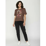 T-shirt femme à motifs fleurs en coton bio GOTS, terre boisée, porté de dos