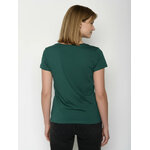T-shirt femme à motifs oiseau en coton bio GOTS, vert pétrole, vue portée en pied