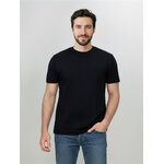 T-shirt homme uni en laine mérinos GREENBOMB, porté, coloris noir