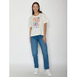 T-shirt femme à motifs fleurs en coton bio GOTS, pierre de lune, porté de dos