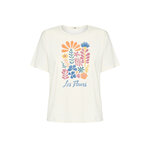 T-shirt femme à motifs fleurs en coton bio, pierre de lune, dans son emballage GREENBOMB