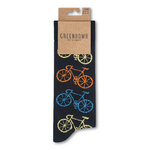 Chaussettes en coton bio GREENBOMB, motif vélos de course, détail du motif