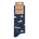 Chaussettes en coton bio GREENBOMB, motif loutres et vagues, détail du motif