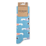 Chaussettes en coton bio GREENBOMB, motif teckels, détail du motif