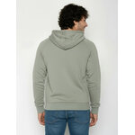 Sweat à capuche homme à motifs vélo de course en coton bio, vue portée en pied, vert mousse clair