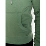 Sweat à capuche homme à motifs vélo de course en coton bio, vue portée en pied, vert sauge