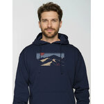 sweat à capuche homme en coton bio GOTS, détail du motif, bleu marine