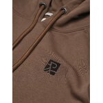 sweat à capuche homme en coton bio GOTS, détail des finitions, terre boisée