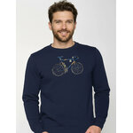 sweat homme en coton bio GOTS, détail du motif, bleu marine