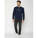 sweat homme GREENBOMB en coton bio, porté de dos, bleu marine