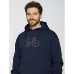 sweat à capuche homme en coton bio GOTS, détail du motif, bleu marine