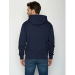 sweat à capuche homme en coton bio, vue portée en pied, bleu marine