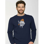 sweat homme en coton bio GOTS, détail du motif, bleu marine