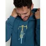 sweat à capuche homme en coton bio GOTS, détail du motif, bleu marée