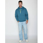 sweat à capuche homme GREENBOMB en coton bio, porté de dos, bleu marée