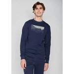 sweat homme en coton bio GOTS, détail du motif, bleu marine