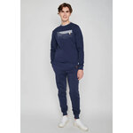 sweat homme en coton bio, vue portée en pied, bleu marine