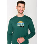 sweat homme GREENBOMB en coton bio porté, vélo tout-terrain sur terrain rocailleux, vert jungle
