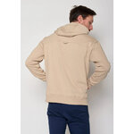 sweat à capuche homme en coton bio GOTS, détail du motif, beige latte