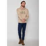 sweat à capuche homme GREENBOMB en coton bio, porté de dos, beige latte