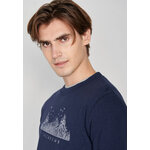 sweat homme GREENBOMB en coton bio, porté de dos, bleu marine
