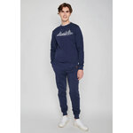 sweat homme en coton bio, vue portée en pied, bleu marine
