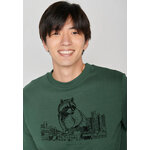 sweat homme GREENBOMB en coton bio, porté de dos, vert bouteille