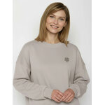 sweat femme GREENBOMB en coton bio, porté de dos, sable