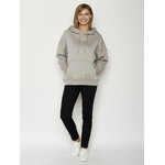 sweat à capuche femme en coton bio, vue portée en pied, sable