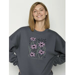 sweat femme en coton bio GOTS, détail du motif, gris gravier