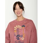 sweat femme en coton bio GOTS, détail du motif, rose foncé
