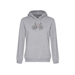 sweat à capuche femme en coton bio GOTS, détail du motif, gris chiné