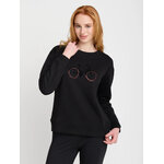 sweat femme GREENBOMB en coton bio porté, vélo de ville brodé au fil sombre, pneus rouges, noir