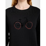 sweat femme en coton bio GOTS, détail des finitions, noir