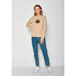 sweat femme en coton bio GOTS, détail du motif, beige latte