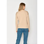 sweat femme en coton bio, vue portée en pied, beige latte