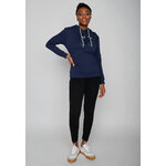 sweat à capuche femme en coton bio GOTS, détail des finitions, bleu marine