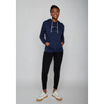 sweat à capuche femme GREENBOMB en coton bio dans son emballage, bleu marine